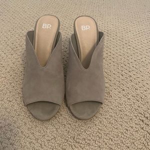 grey chunky heels